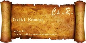 Csiki Rémusz névjegykártya
